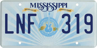 MS license plate LNF319