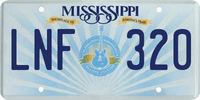 MS license plate LNF320