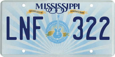 MS license plate LNF322