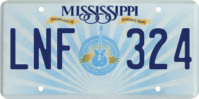 MS license plate LNF324