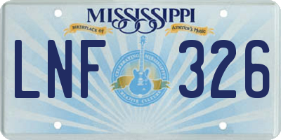 MS license plate LNF326