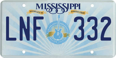 MS license plate LNF332