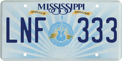 MS license plate LNF333