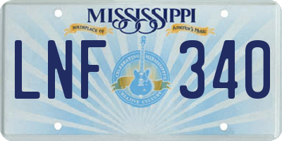 MS license plate LNF340