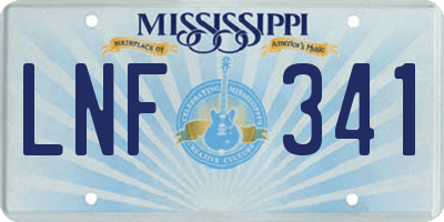 MS license plate LNF341