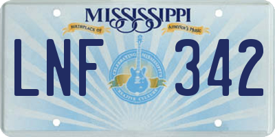 MS license plate LNF342
