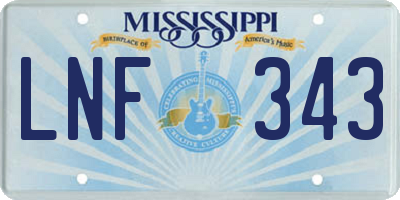 MS license plate LNF343