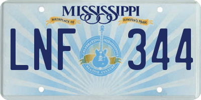 MS license plate LNF344