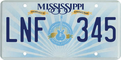 MS license plate LNF345