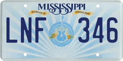 MS license plate LNF346