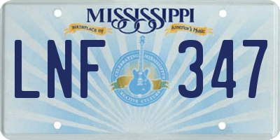 MS license plate LNF347