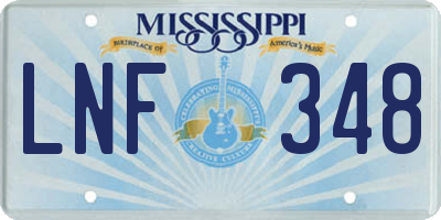 MS license plate LNF348