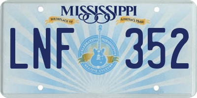 MS license plate LNF352