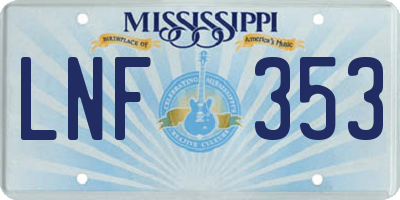 MS license plate LNF353