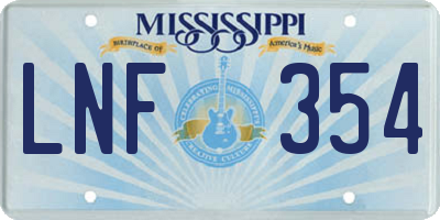 MS license plate LNF354