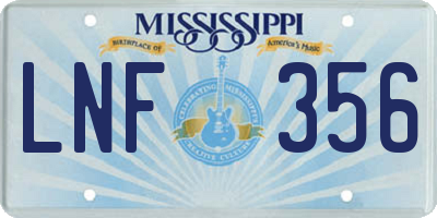 MS license plate LNF356