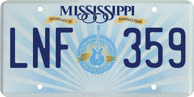 MS license plate LNF359