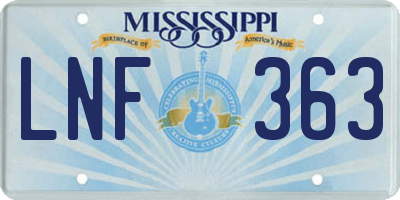 MS license plate LNF363