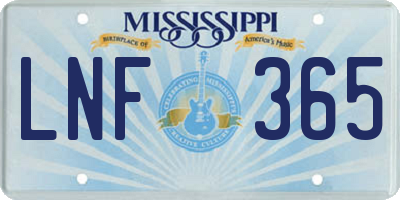 MS license plate LNF365