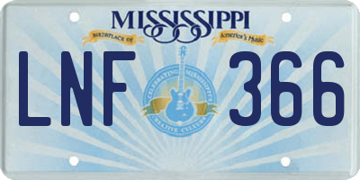MS license plate LNF366