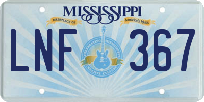 MS license plate LNF367