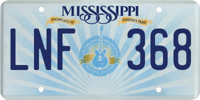 MS license plate LNF368