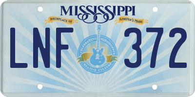 MS license plate LNF372