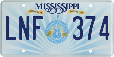 MS license plate LNF374
