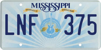 MS license plate LNF375
