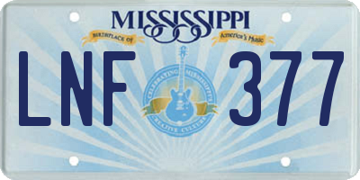 MS license plate LNF377