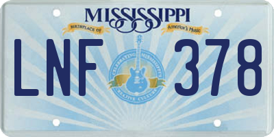 MS license plate LNF378
