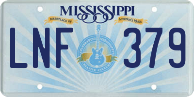 MS license plate LNF379
