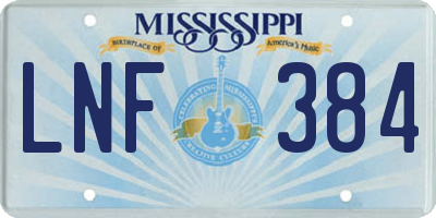 MS license plate LNF384