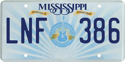 MS license plate LNF386