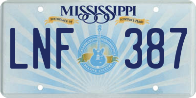 MS license plate LNF387