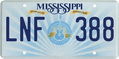 MS license plate LNF388