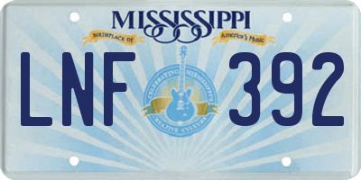 MS license plate LNF392