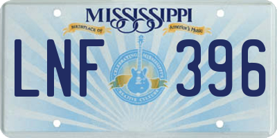 MS license plate LNF396