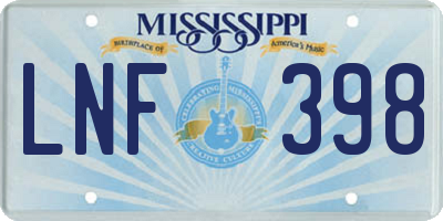 MS license plate LNF398