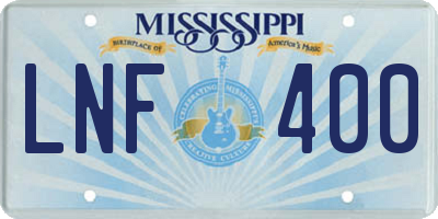 MS license plate LNF400