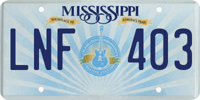 MS license plate LNF403