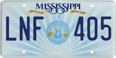 MS license plate LNF405