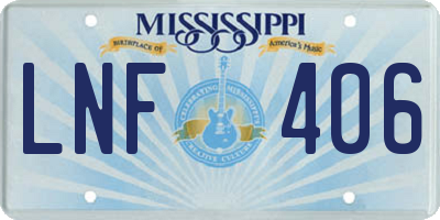 MS license plate LNF406