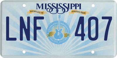 MS license plate LNF407