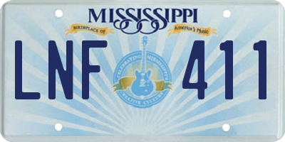 MS license plate LNF411