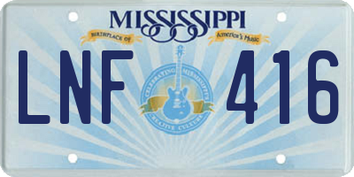 MS license plate LNF416