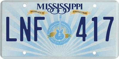 MS license plate LNF417