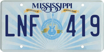 MS license plate LNF419