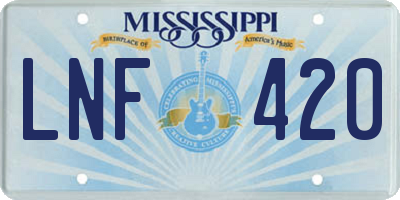 MS license plate LNF420
