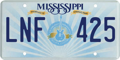 MS license plate LNF425